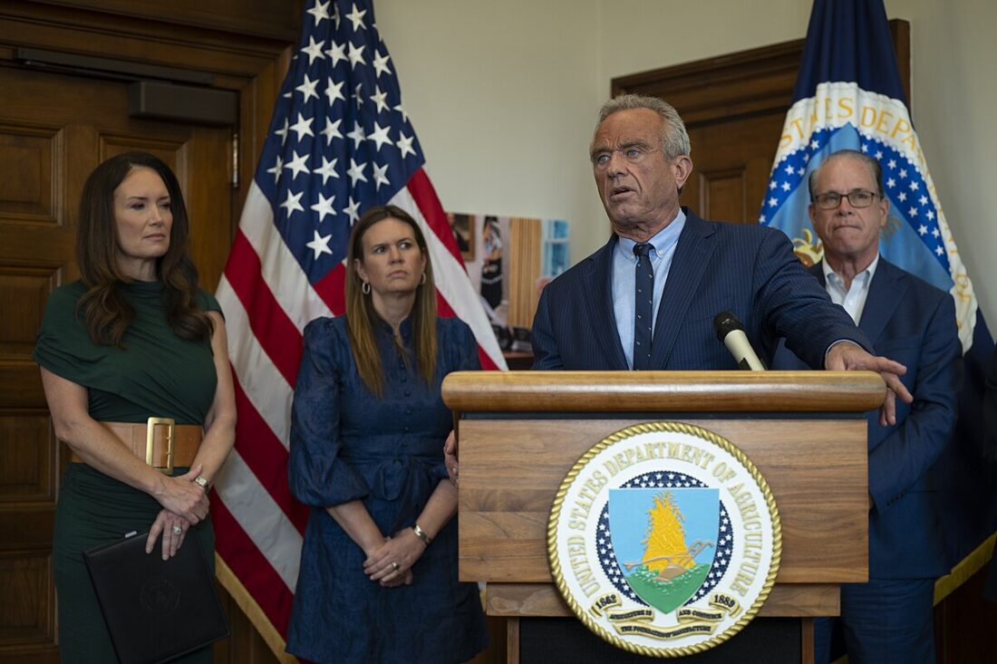 U.S. Secretary of Agriculture Brooke Rollins and U.S. Secretary of Health and Human Services Robert F. Kennedy Jr. joined by Governor of Arkansas Sarah Huckabee Sanders and Governor of Indiana Mike Braun on June 10, 2025, at USDA in Washington, D.C. for a discussion about President Trump’s government wide effort to Make America Healthy Again (USDA photo by Tom Witham)