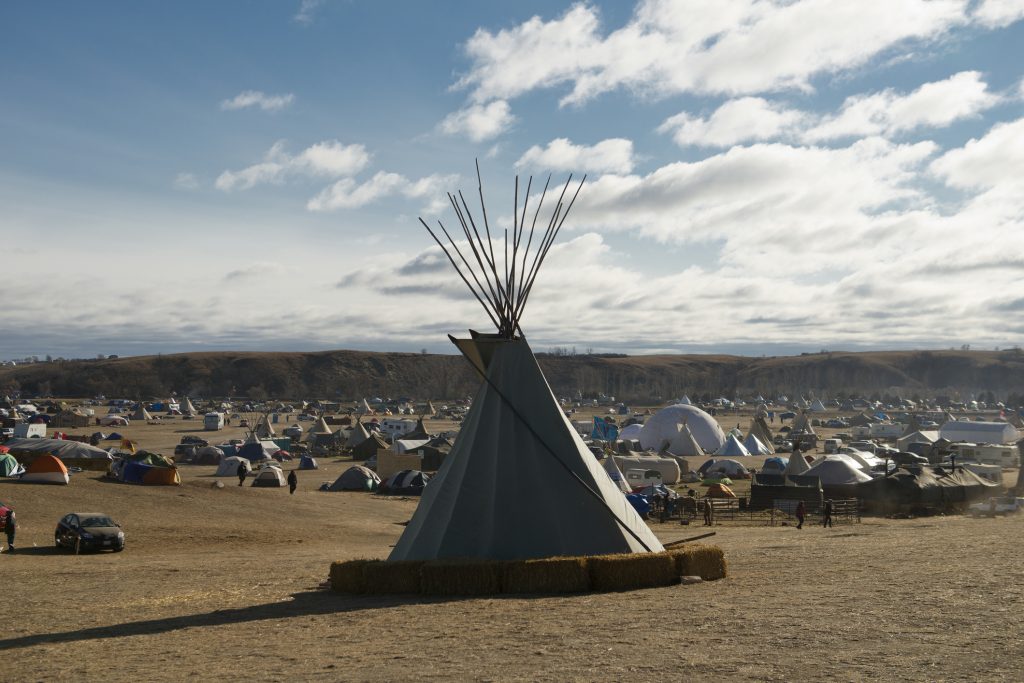 A Teepee overlooking the the Oceti Sakowin Dakota Access Pipeline resistance camp near the Standing Rock Sioux reservation. The Camp numbered in the thousands before temperatures dropped the next day.